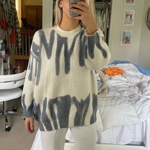 Blue and White Mock Neck Sweater